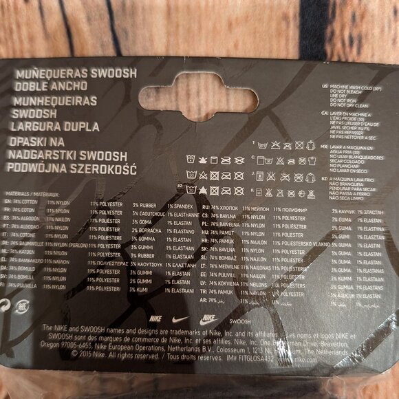 Nike Black Double wide Wristbands with Red Swoosh NWT - Picture 5 of 6